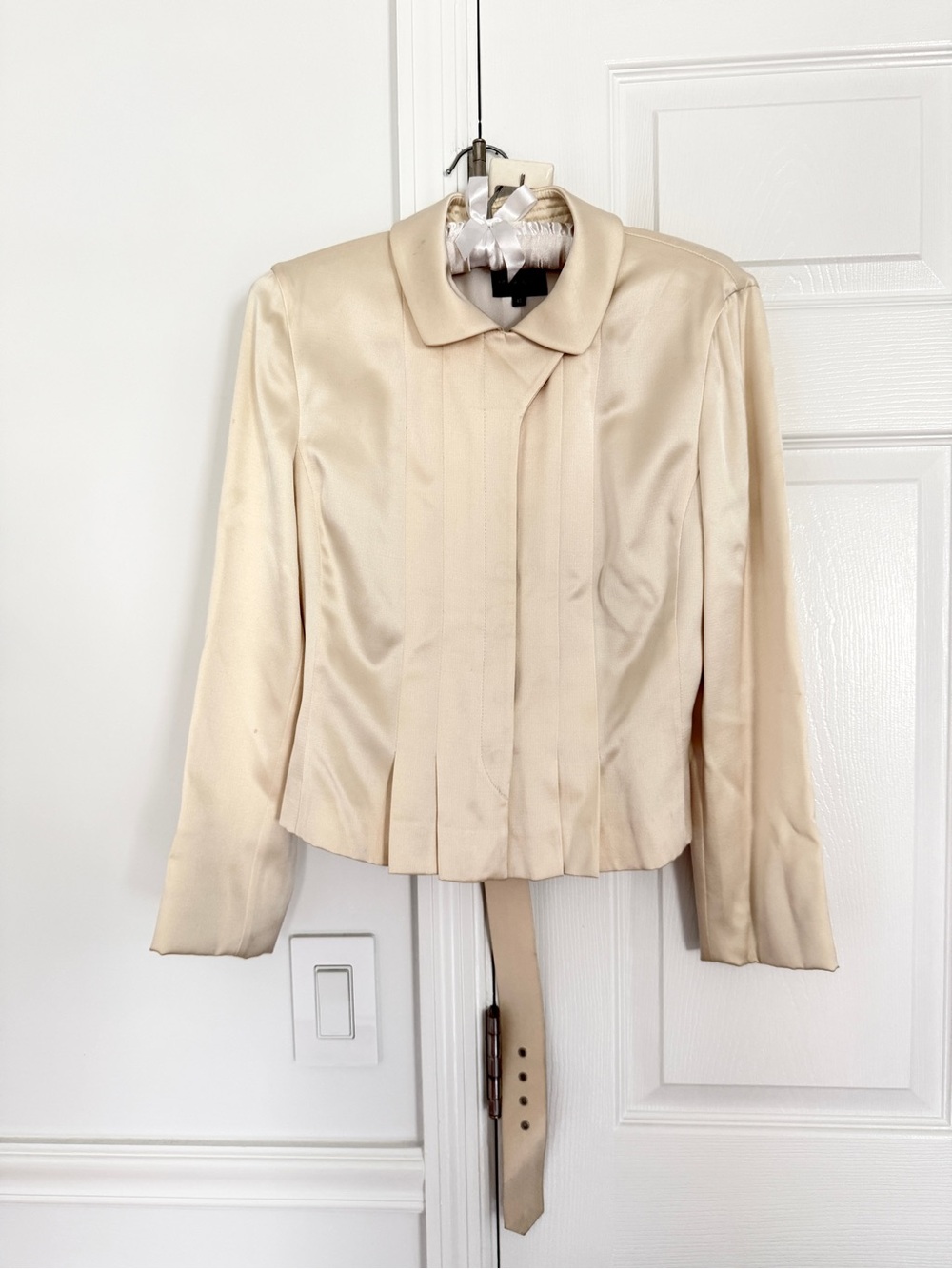Vintage GIORGIO ARMANI Borgonuovo 21 Ivory Silk Wool Blazer Sz IT 40 US XS